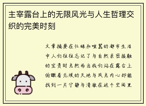 主宰露台上的无限风光与人生哲理交织的完美时刻 主宰露台上的无限风光与人生哲理交织的完美时刻